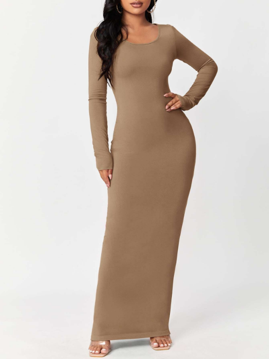 SXY Solid Maxi Bodycon Dress