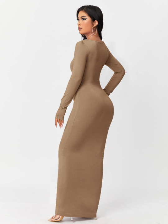 SXY Solid Maxi Bodycon Dress