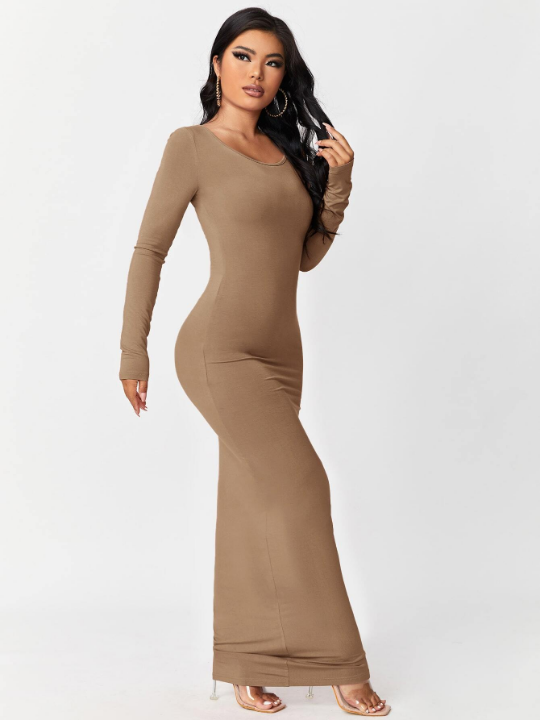 SXY Solid Maxi Bodycon Dress