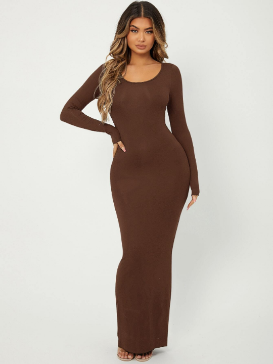 SXY Solid Maxi Bodycon Dress