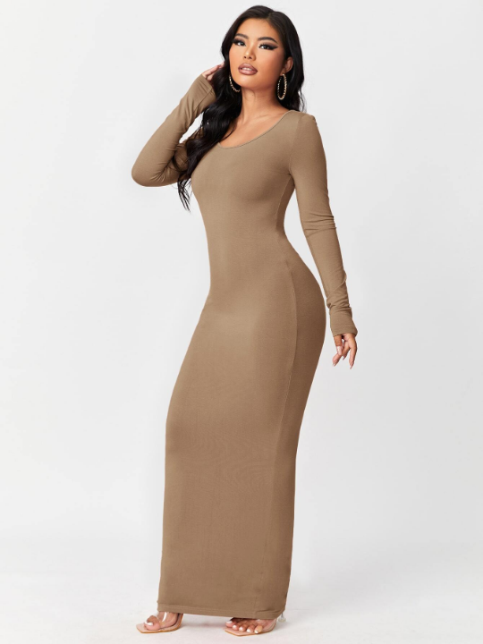 SXY Solid Maxi Bodycon Dress