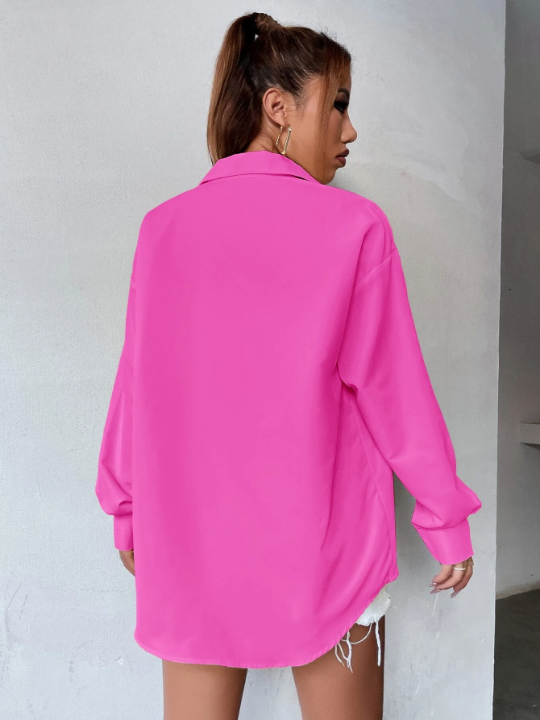 Pocket Patched Drop Shoulder Oversized Shirt