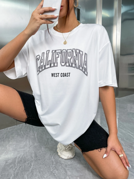 Drop Shoulder Letter Graphic Tee