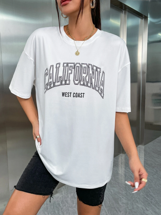 Drop Shoulder Letter Graphic Tee