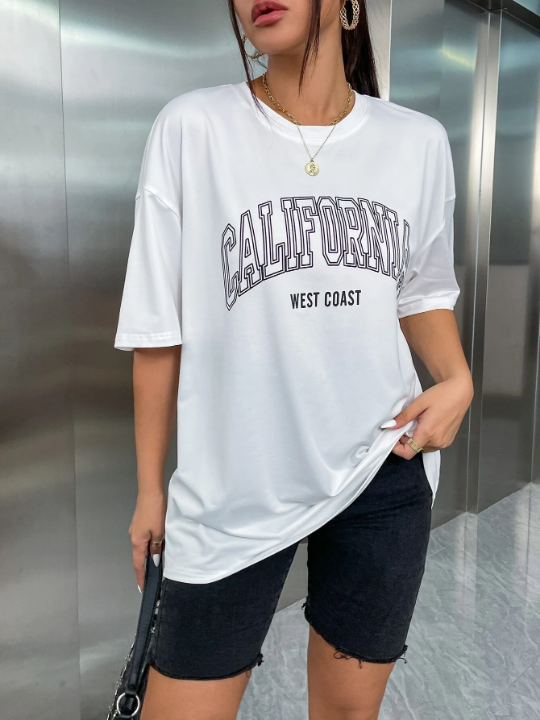 Drop Shoulder Letter Graphic Tee