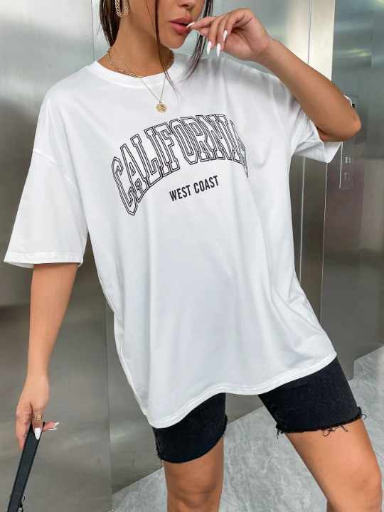 Drop Shoulder Letter Graphic Tee