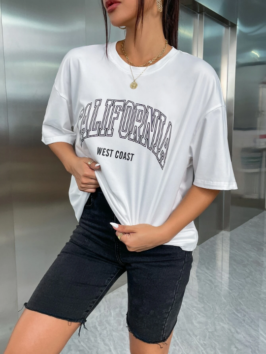 Drop Shoulder Letter Graphic Tee