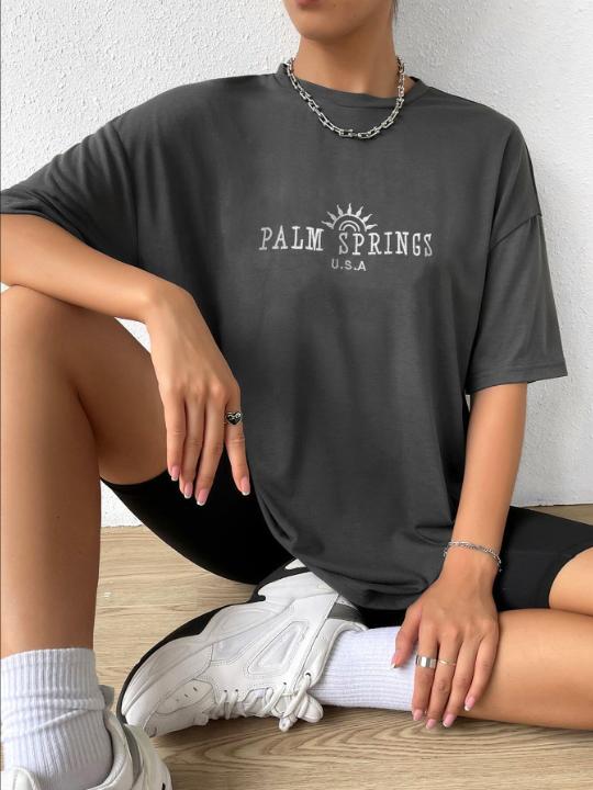 Letter Graphic Drop Shoulder Tee