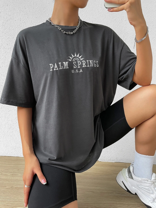 Letter Graphic Drop Shoulder Tee