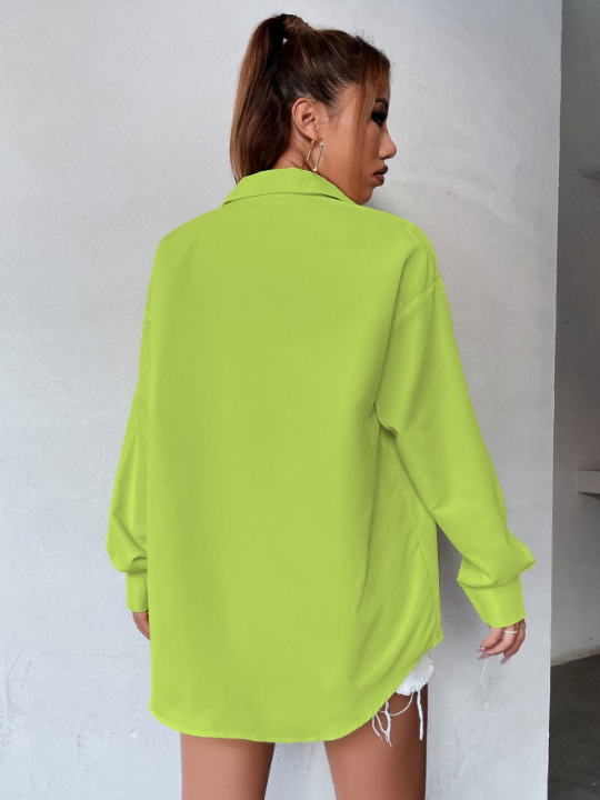 Collared Pocket Front Oversized Shirt