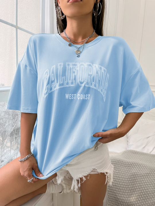 Drop Shoulder Letter Graphic Tee