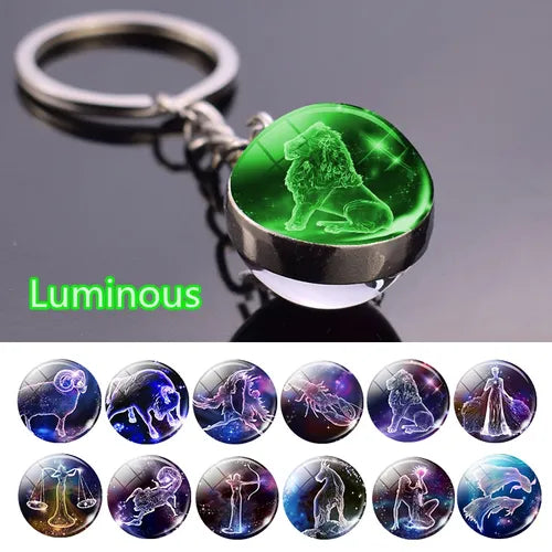 1pc Constellation Luminous Keychain, Glass Ball Pendant, Zodiac Keychain, Mother's Day Gifts, Birthday Gifts, Party Favors, Holiday Gifts