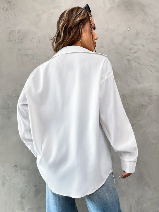 Collared Pocket Front Oversized Shirt