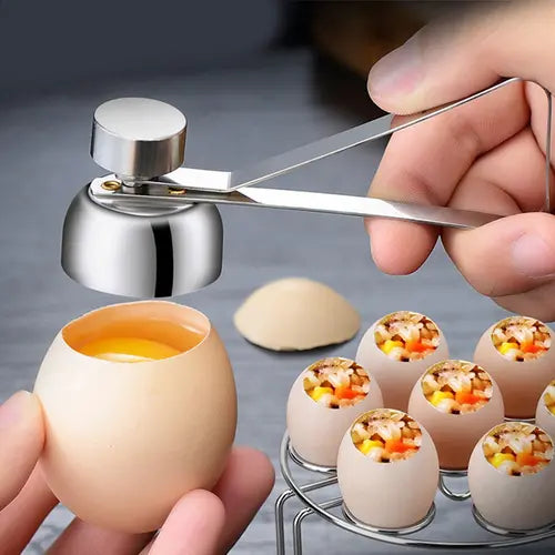 1pc Egg Cracker Topper, Stainless Steel Egg Opener, Eggshell Cutter, Kitchen Remover Tool For Raw/Soft Hard Boiled Egg