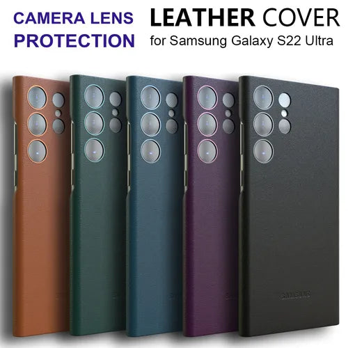 Original Elegant Leather Case For Samsung Galaxy S22 Ultra Camera Lens Full Protective Slim Cover