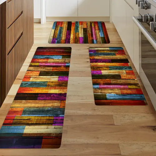 1pc Colorful Geometric Printed Floor Mat, Home Kitchen Non-slip Oil-proof Floor Mat, Kitchen Indoor Floor Runner Rug