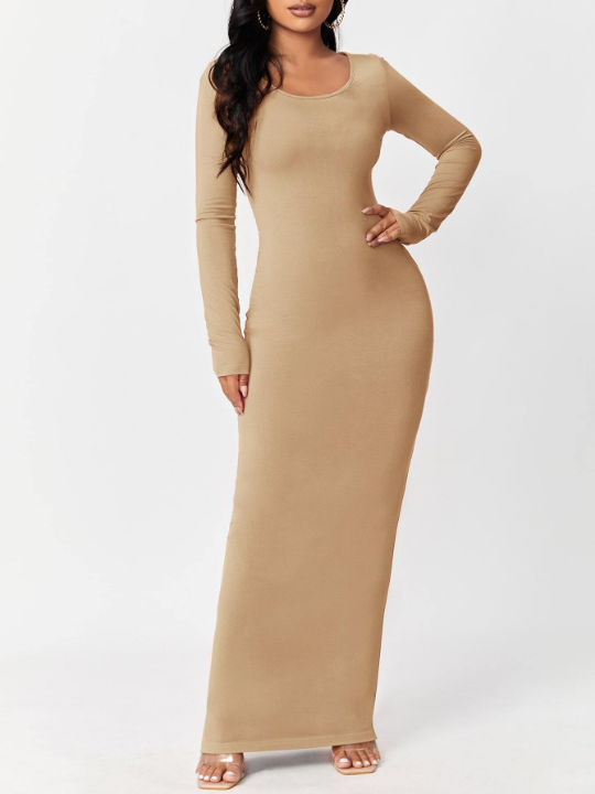 SXY Solid Maxi Bodycon Dress