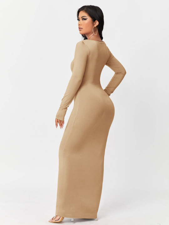 SXY Solid Maxi Bodycon Dress