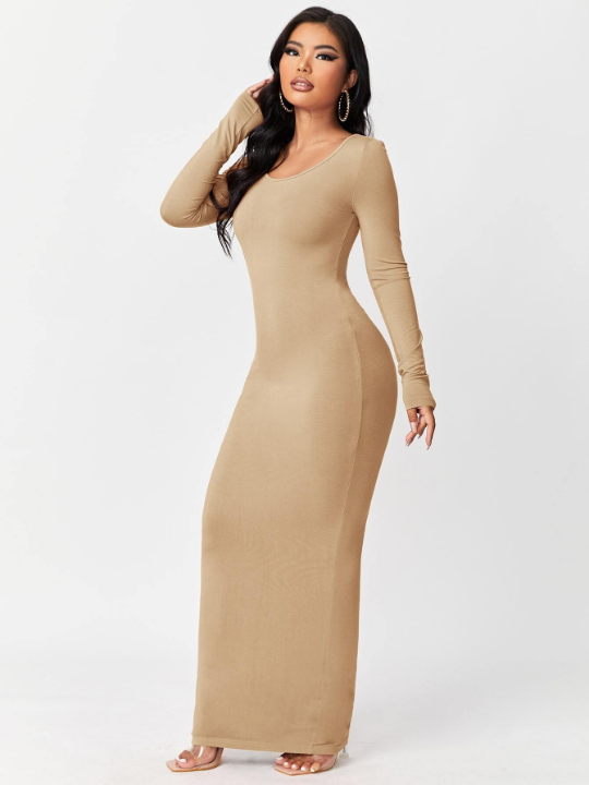 SXY Solid Maxi Bodycon Dress