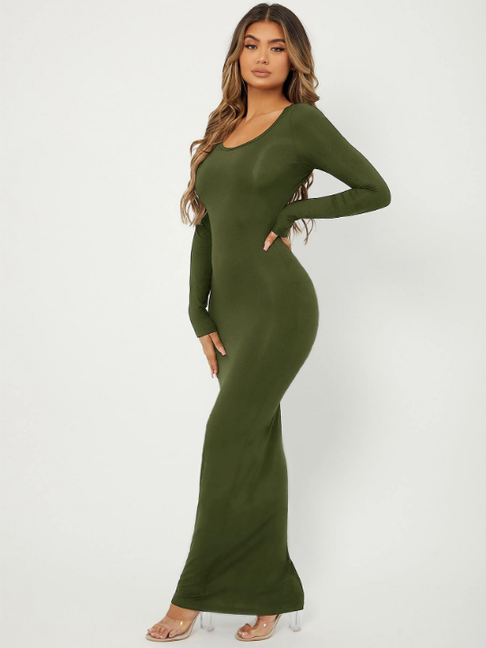 SXY Solid Maxi Bodycon Dress