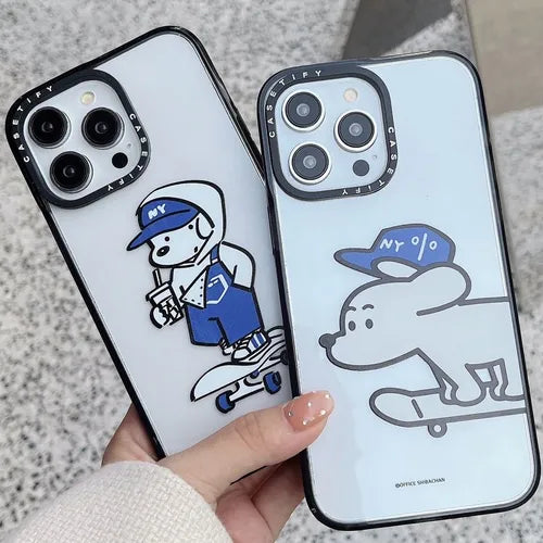 Artist Joint Name Skateboard Puppy Adapted For IPhone13/14pro Max Transparent Phone Case Apple 12