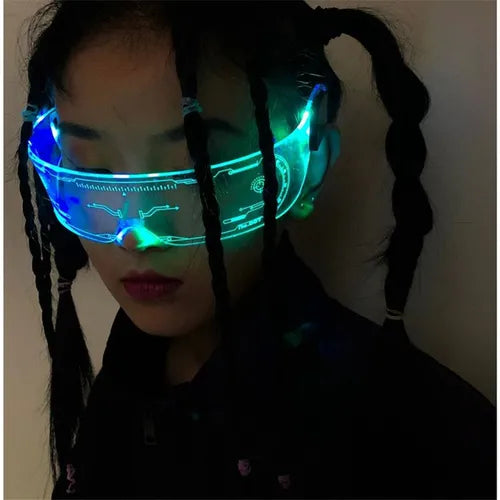 1pc, LED Glasses, Flat Top Colorful Luminous Glasses, One-Piece Glasses, LED Goggles, For Boys Girls Night Out, Music Bar Party Favors, KTV Neon Party Decoration, Birthday Party Supplies