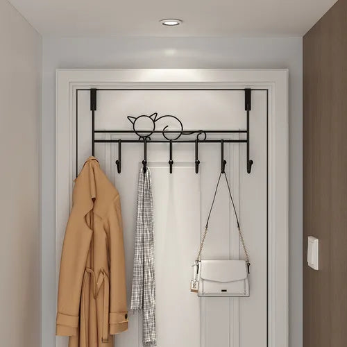 1pc Over The Door Hook, Wall Mounted Storage Rack, Traceless And Hole-free Door Rear Row Hook For Hanging Coat Hat Towel Handbag