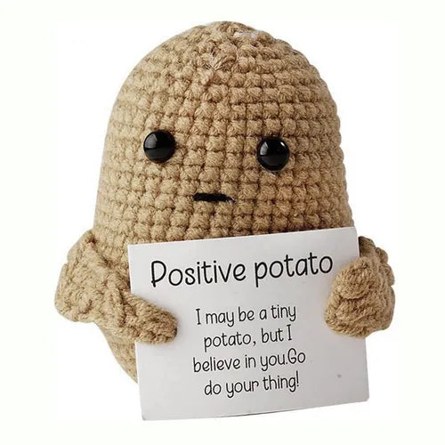 1pc, Funny Positive Potato Cute Wool Knitting Doll, Positive Card Positivity Affirmation Cards Funny Knitted Potato Doll, Creative Small Gift, Holiday Accessory, Birthday Party Supplies, Birthday Gift, Art Craft Ornament Gift, Aesthetic Home Decor