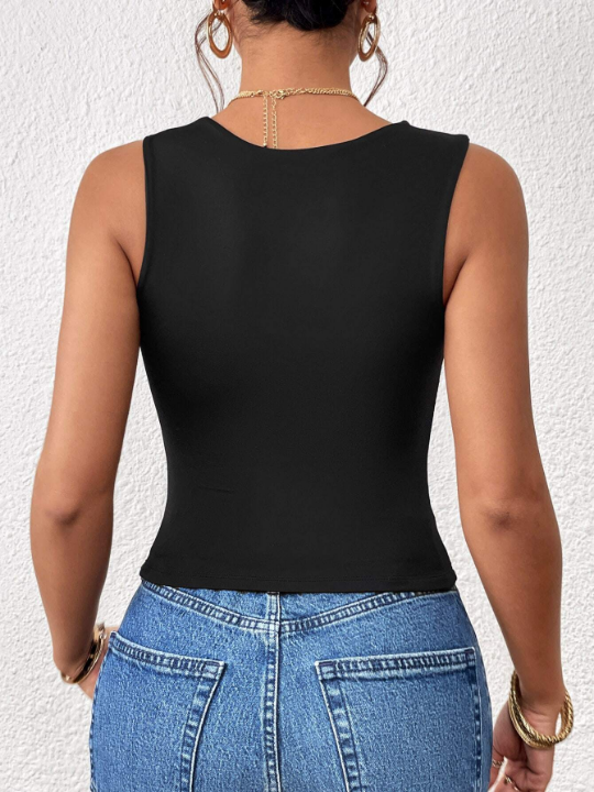 Essnce Solid Square Neck Tank Top