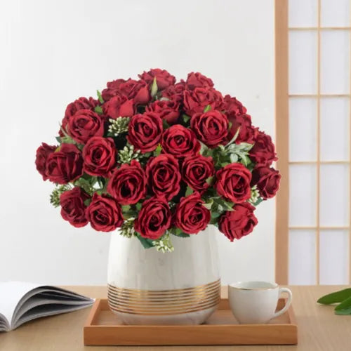 10pcs Artificial Silk Roses, Fake Flowers With Stem For DIY Party Birthday Wedding Bridesmaid Bridal Engagement Shower Birthday Mother's Day Valentine's Day Arrangements Bouquets Centerpieces Decor Ornaments, Home Decoration, Room Décor