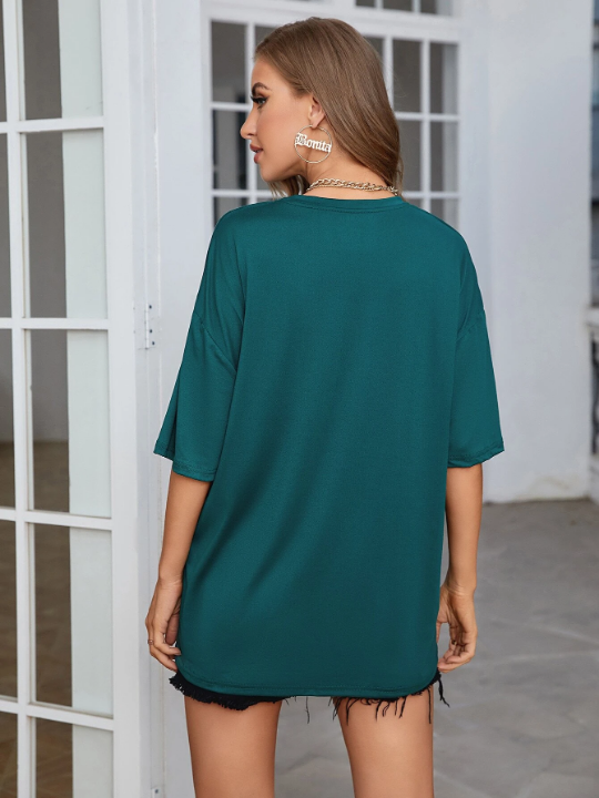 LUNE Solid Drop Shoulder Oversized Tee