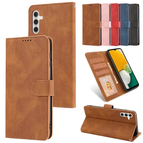 Luxury Wallet Flip PU Leather Phone Case For Samsung Galaxy A54 A34 A14 A73 A53 A33 A13 A72 A52 4G 5G Card Slots Cover With Strap