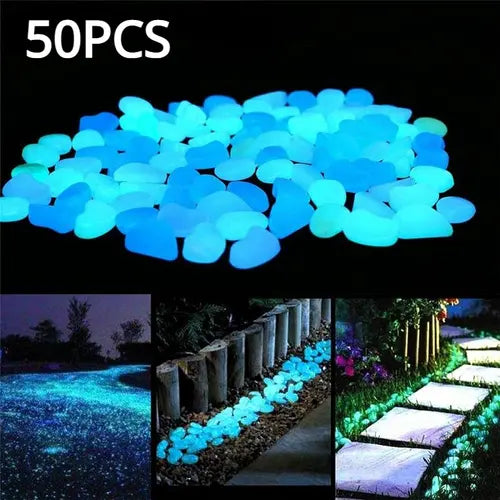 50pcs, Luminous Stones, Glow In The Dark Pebbles Glowing Stones, Outdoor Walkways Home Garden Yard Decor, Fish Tank Pebble Rocks, Creative Small Gift, Holiday Accessory, Birthday Party Supplies, Birthday Gift, Party Decorations Supplies