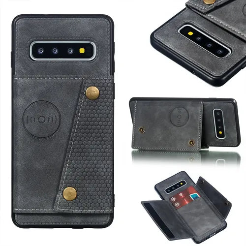 Suitable For Galaxy Samsung S9+ S10 Mobile Phone Case S10Plus Insertable Card Leather Case Anti-drop Wallet S10+ Protective Case