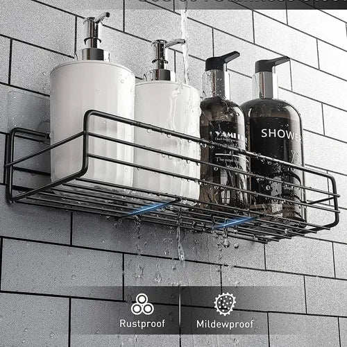 1pc Shower Caddy Basket Shelf, No Drilling Traceless Adhesive Shower Wall Shelf, Rustproof Bathroom Shower Storage Organizer, Bathroom Accessories