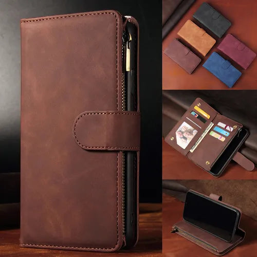 For Zipper Wallet PU Leather Flip Phone Bag Case For Google Pixel 7 7A 6 6A Pro Card Slot Magnetic Stand Holder Cover