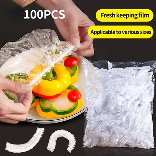 100pcs Reusable Food Wrap Storage Covers Bags For Bowl Elastic Plate Silicone Lid Cover Kitchen Fruit Plastic Fresh-Keeping Seal For Packing, Gift Hamper