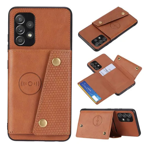 Suitable For Galaxy Samsung A03core A13 A22 A32 A33 A42 A52 A53 A73 5g A70 A72 A80 Phone Case Can Be Inserted Card Wallet Leather Case Anti-fall Bracket Protective Cover