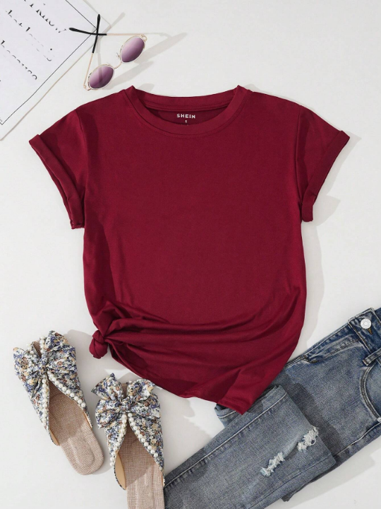 Essnce Solid Round Neck Tee