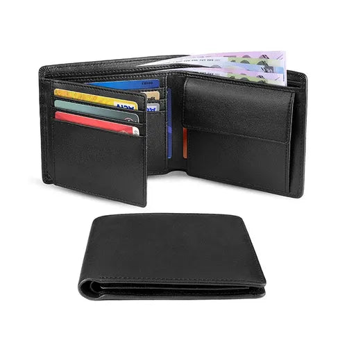 Men's Loose-leaf Wallet, Genuine Leather RFID Slim Multi-card Slot With Coin Pocket, Fashion Contrast Color Money Clip