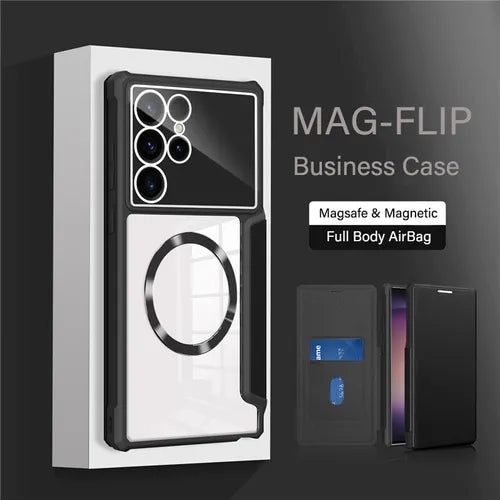 Magsafe Soft TPU Magnetic Leather Case For Samsung Galaxy S23 S22 Ultra Plus Wireless Charge Card Holder Leather Book Flip Cover For  IPhone 14 Pro Max/14 Pro/14/13 Pro Max/ 13 Pro/ 13/12 Pro Max/ Pro/12/ 11 Pro Max/ 11