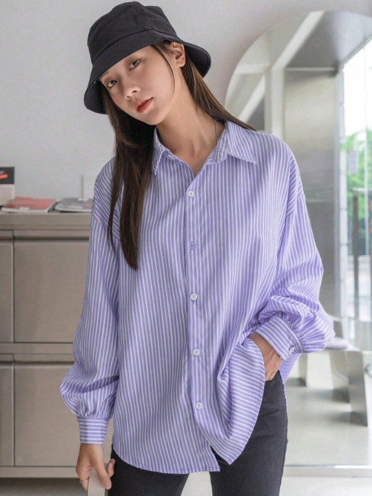 DAZY Striped Print Drop Shoulder Shirt