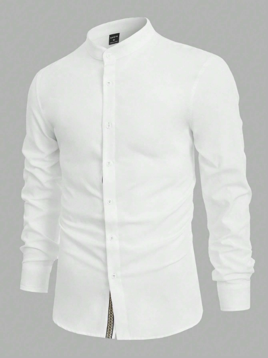 Manfinity Mode Men Cotton Solid Button Front Shirt