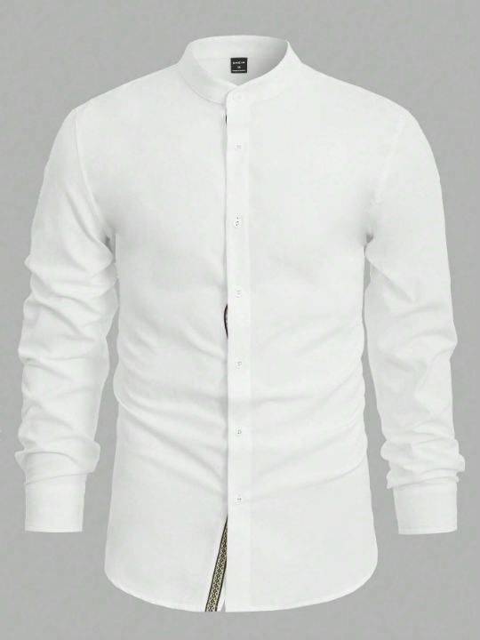 Manfinity Mode Men Cotton Solid Button Front Shirt