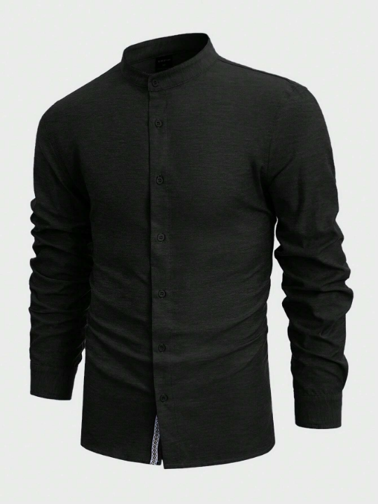 Manfinity Mode Men Cotton Solid Button Up Shirt