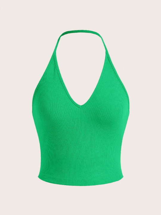 EZwear Solid Backless Halter Top