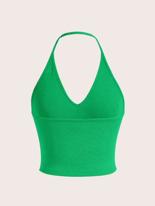 EZwear Solid Backless Halter Top