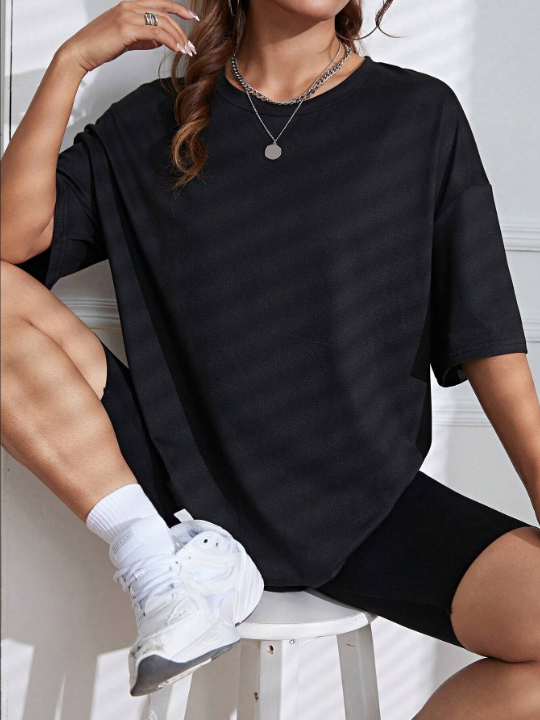 Solid Drop Shoulder Tee