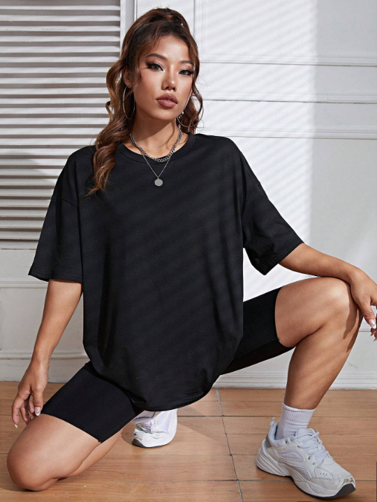 Solid Drop Shoulder Tee