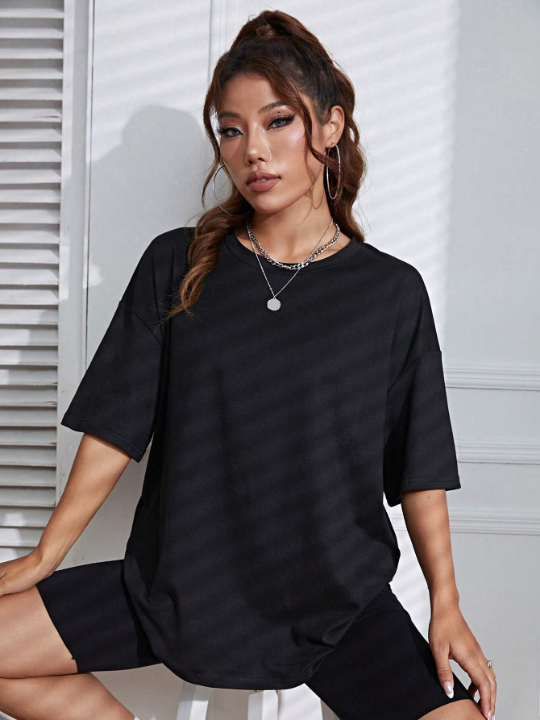 Solid Drop Shoulder Tee